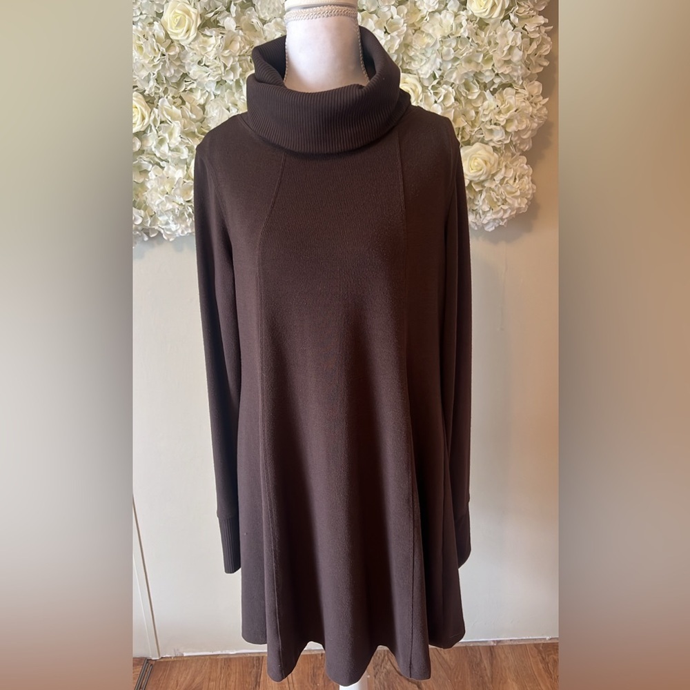 CAbi Chocolate Brown Cowl Neck Tunic Sweater Tunic Dress